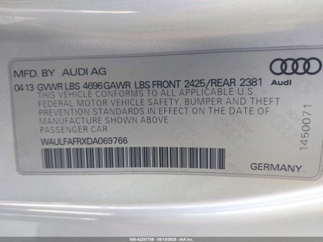 2013 AUDI A5 WAULFAFRXDA069766 Photo 8