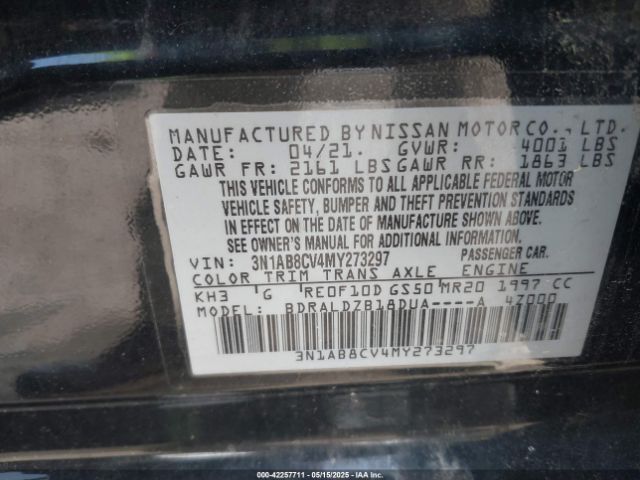 3N1AB8CV4MY273297 Nissan Sentra Sv Xtronic Cvt