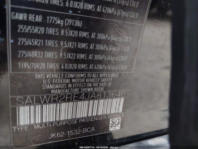 2018 LAND ROVER RANGE ROVER SPORT SALWR2RE4JA813646 Photo 8