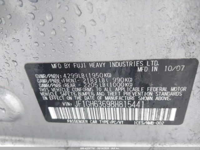 2008 SUBARU IMPREZA OUTBACK SPORT JF1GH63698H815441 Photo 8