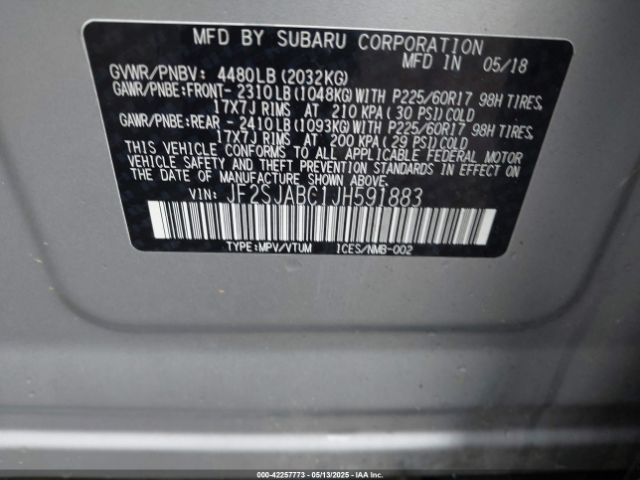 JF2SJABC1JH591883 Subaru Forester 2.5i