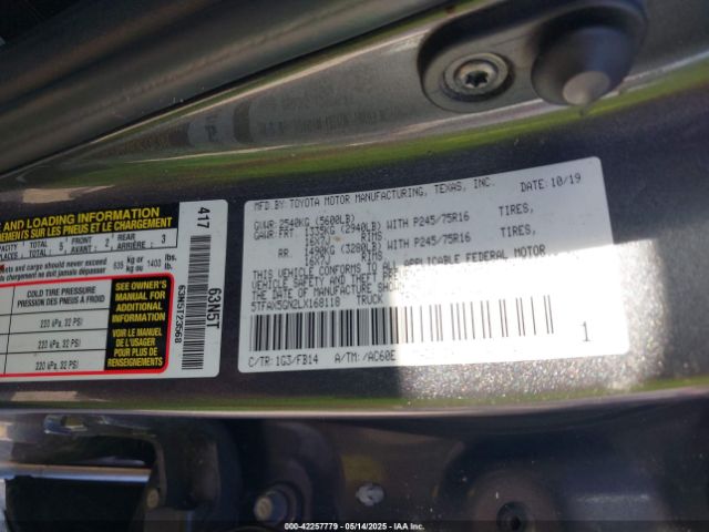 5TFAX5GN2LX168118 Toyota Tacoma Sr