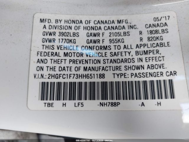 2HGFC1F73HH651188 Honda l15b7