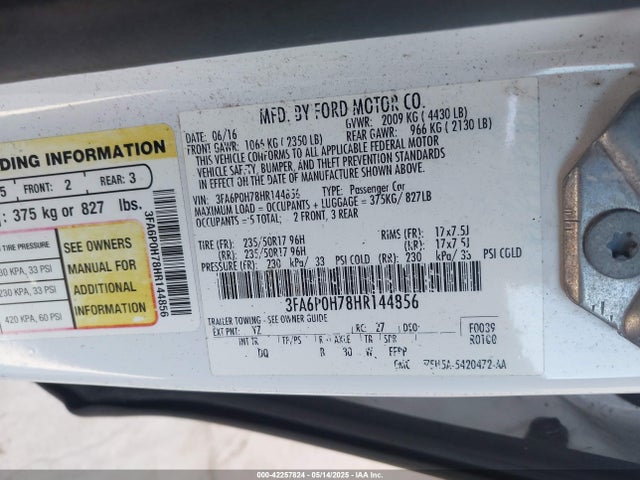 3FA6P0H78HR144856 Ford FUSION SE