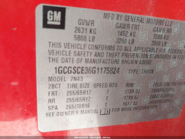 1GCGSCE36G1175824 Chevrolet Colorado Lt