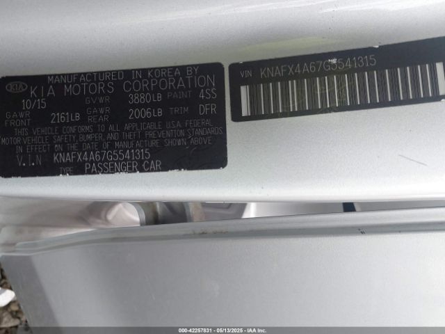 KNAFX4A67G5541315 KIA FORTE LX