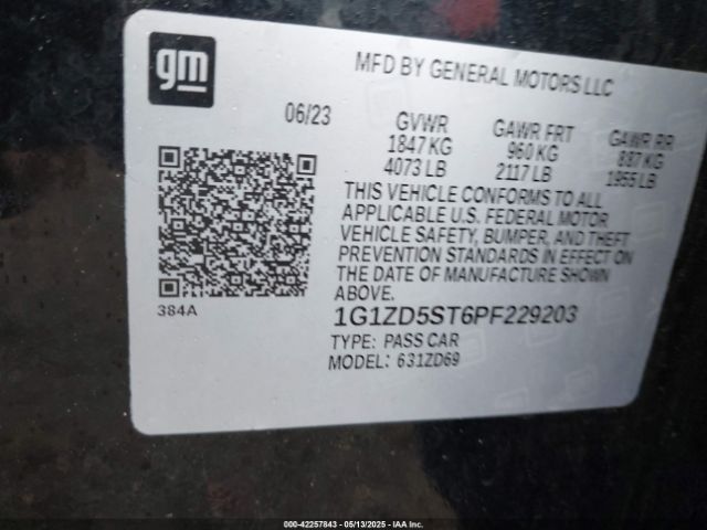 1G1ZD5ST6PF229203 Chevrolet Malibu Fwd 1lt