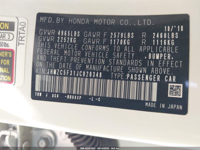 2018 HONDA CLARITY PLUG-IN HYBRID JHMZC5F31JC020348 Photo 8