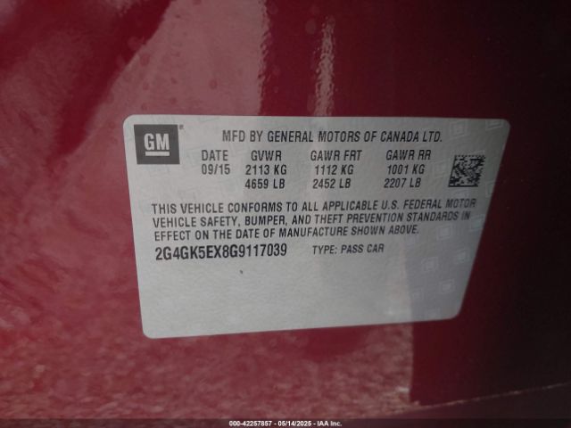 2G4GK5EX8G9117039 Buick Regal Turbo