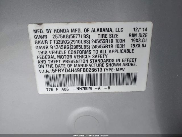 2015 ACURA MDX 5FRYD4H49FB026613 Photo 8