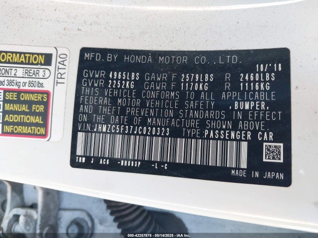 JHMZC5F37JC020323 Honda leb3(h4)