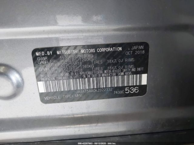 2019 MITSUBISHI ECLIPSE CROSS JA4AT5AA0KZ022332 Photo 8