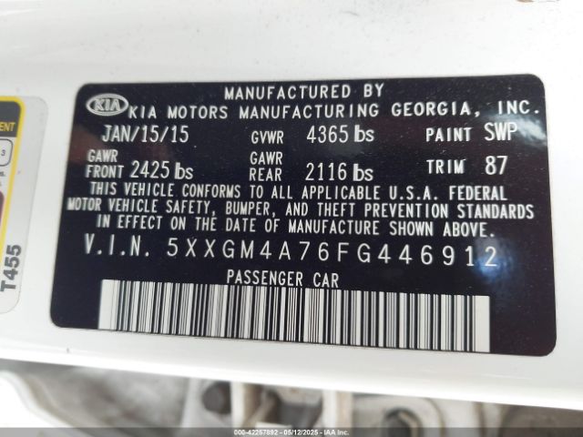 5XXGM4A76FG446912 KIA Optima Lx