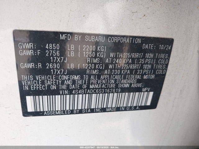 4S4BTADC6S3162819 Subaru na, u5