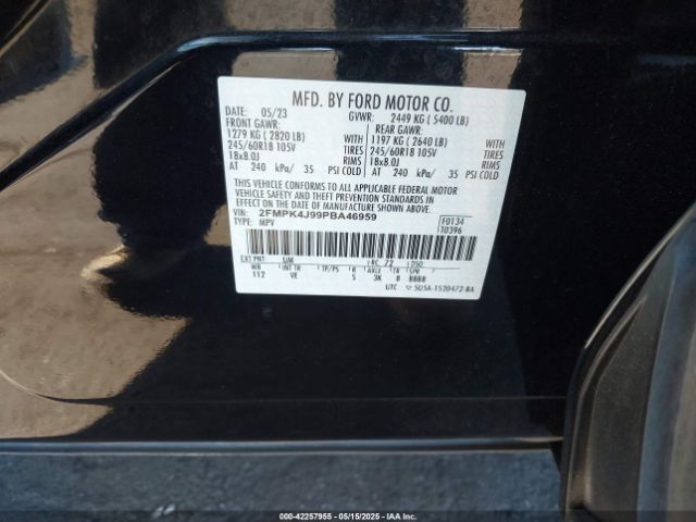 2FMPK4J99PBA46959 Ford EDGE SEL