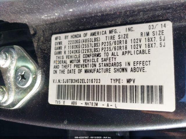 2014 ACURA RDX 5J8TB3H52EL016703 Photo 8