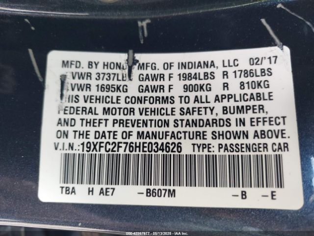 19XFC2F76HE034626 Honda CIVIC EX