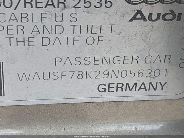 2009 AUDI A4 WAUSF78K29N056301 Photo 8