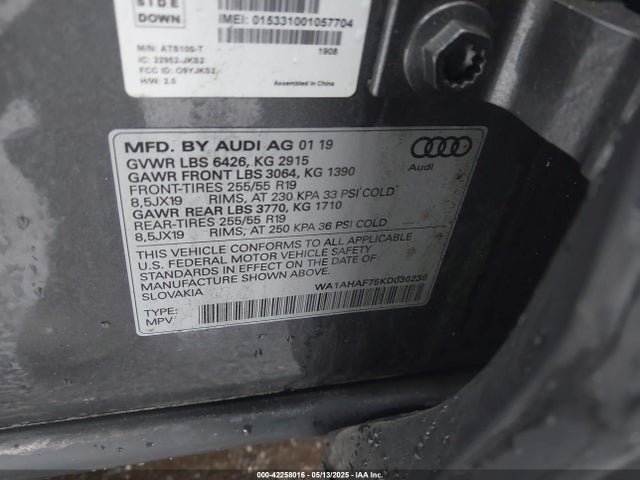 WA1AHAF75KD030236 Audi Q7 45 Premium/45 Se Premium