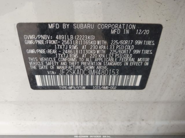JF2SKADC3MH480153 Subaru Forester