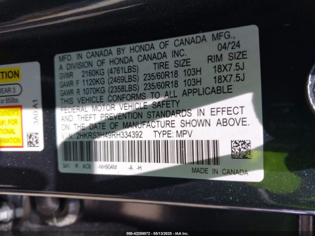 2HKRS3H49RH334392 Honda l15be