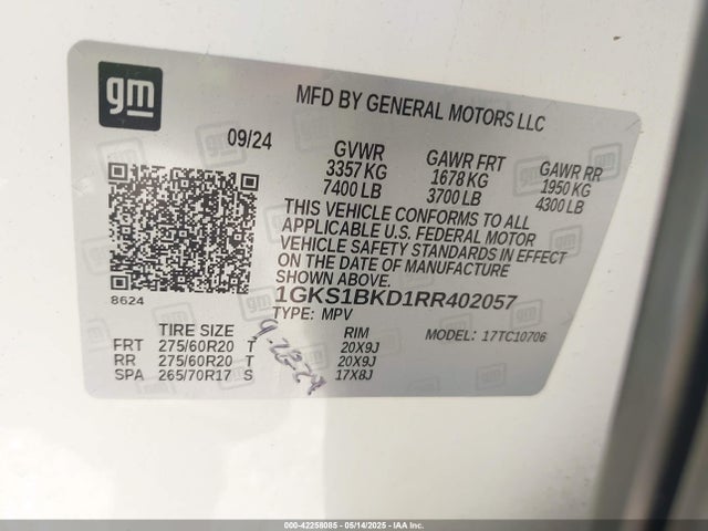 1GKS1BKD1RR402057 GMC Yukon 2wd Slt
