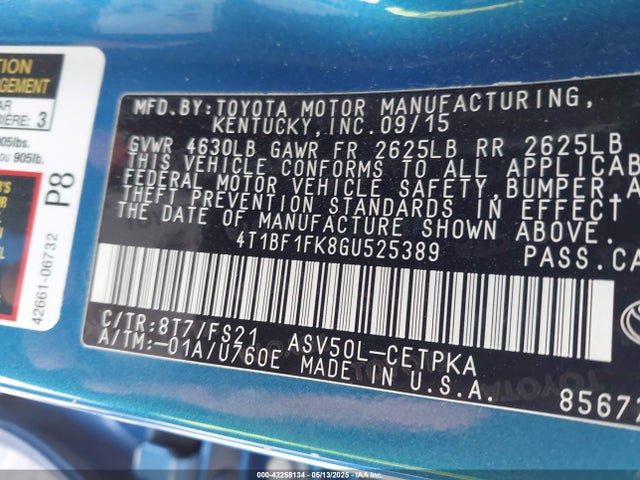 4T1BF1FK8GU525389 Toyota CAMRY SE