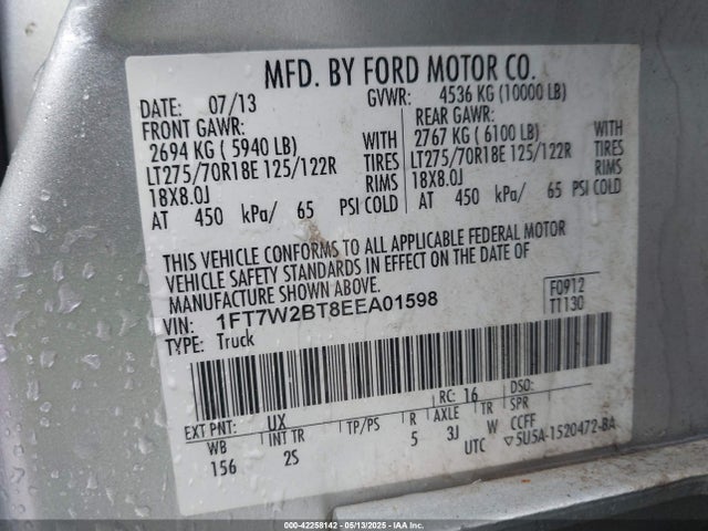 Ford F-250 Xlt 2014 1FT7W2BT8EEA01598 Image 9