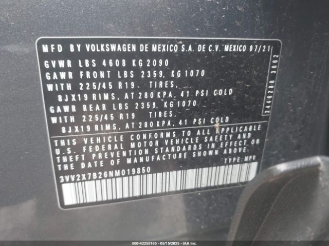 2022 VOLKSWAGEN TAOS 3VV2X7B26NM019850 Photo 8