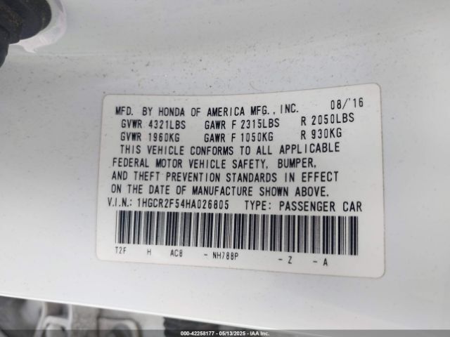 1HGCR2F54HA026805 Honda Accord Sport