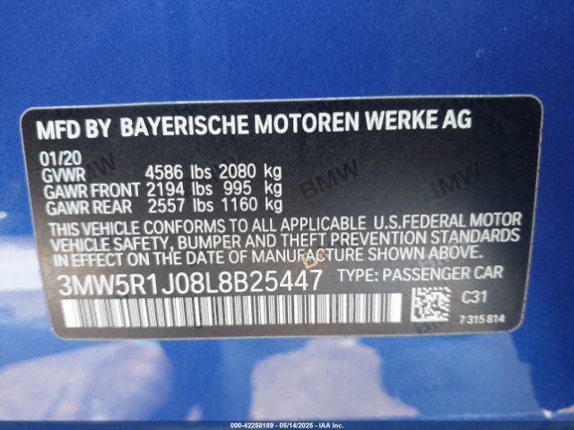 2020 BMW 330I 3MW5R1J08L8B25447 Photo 8