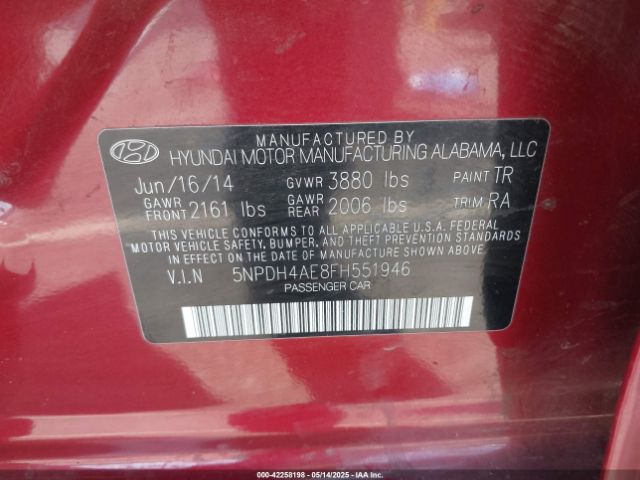 5NPDH4AE8FH551946 Hyundai dohc mpi nu