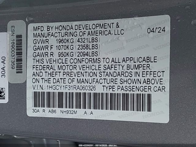 2024 HONDA ACCORD 1HGCY1F31RA060326 Photo 8