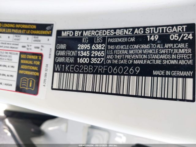 W1KEG2BB7RF060269 Mercedes-Benz electric motor