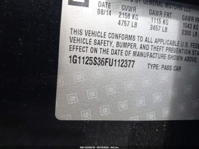 1G1125S36FU112377 Chevrolet Impala 2lt
