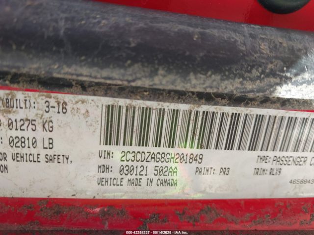 2C3CDZAG8GH201849 Dodge Challenger Sxt Plus