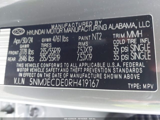 2024 HYUNDAI TUCSON 5NMJECDE0RH419167 Photo 8