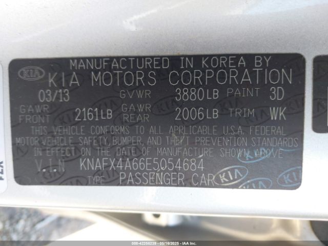 KNAFX4A66E5054684 KIA FORTE LX