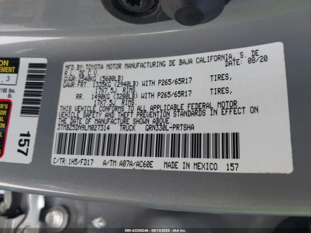 3TMBZ5DN9LM027314 Toyota Tacoma Trd Sport
