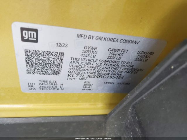 KL77LJE24RC195454 Chevrolet Trax Fwd 2rs