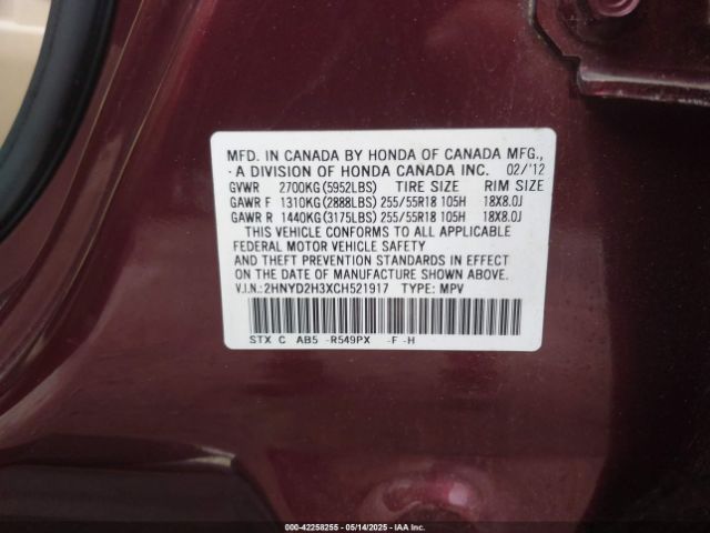 2012 ACURA MDX 2HNYD2H3XCH521917 Photo 8