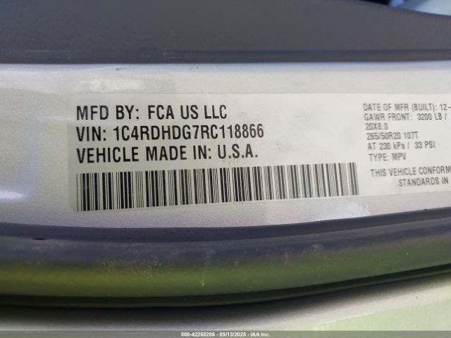 1C4RDHDG7RC118866 Dodge Durango Gt Plus Rwd