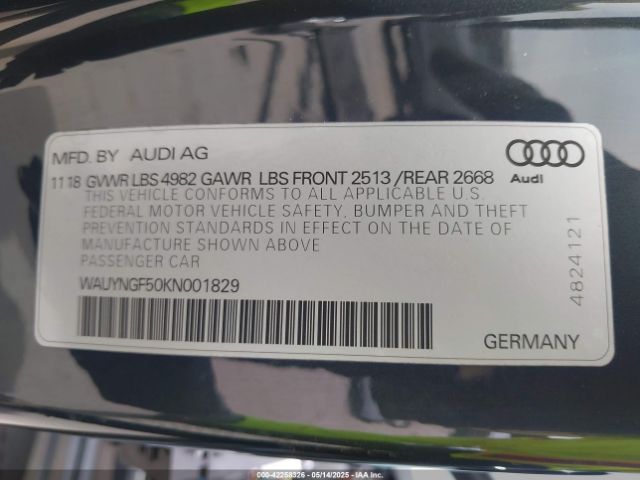 2019 AUDI A5 WAUYNGF50KN001829 Photo 8