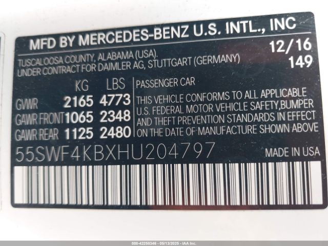 2017 MERCEDES-BENZ C 300 55SWF4KBXHU204797 Photo 8