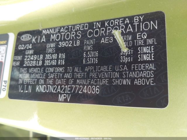 KNDJN2A21E7724036 KIA Soul