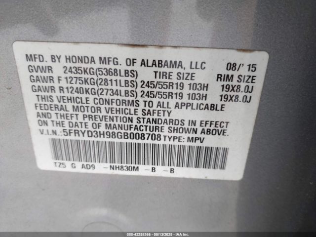 2016 ACURA MDX 5FRYD3H98GB008708 Photo 8