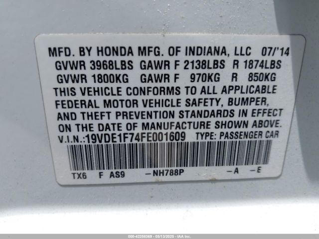 19VDE1F74FE001609 Acura Ilx 2.0l