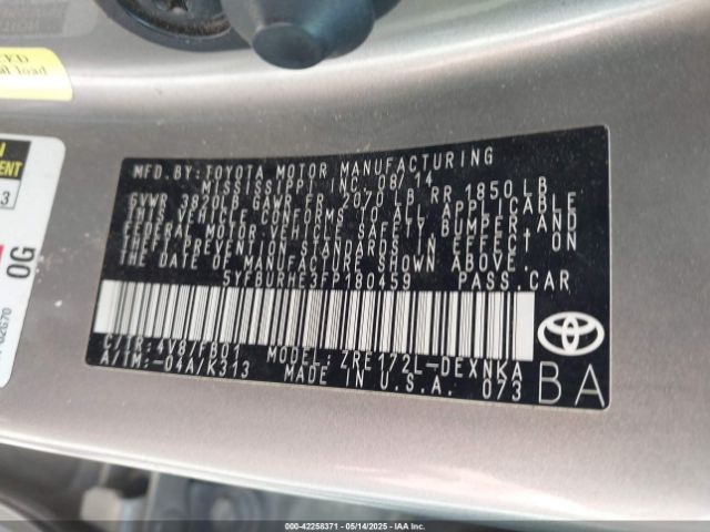 5YFBURHE3FP180459 Toyota COROLLA LE
