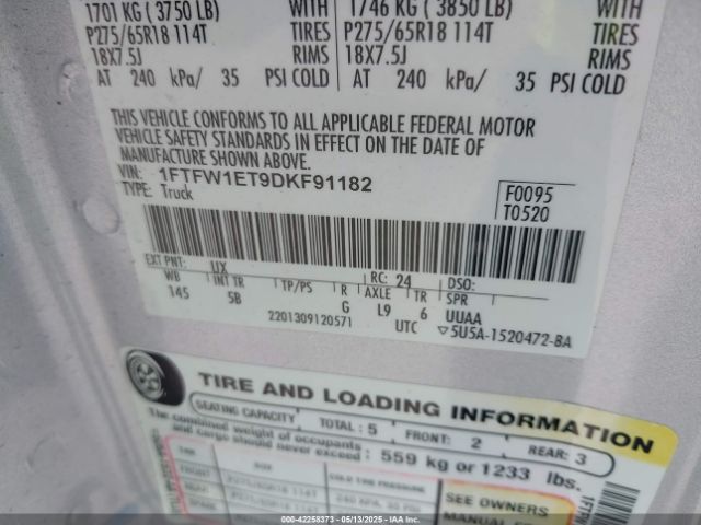2013 FORD F-150 1FTFW1ET9DKF91182 Photo 8