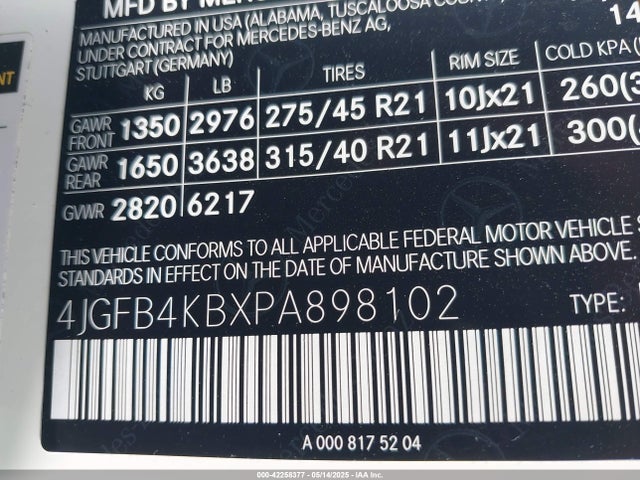 4JGFB4KBXPA898102 Mercedes-Benz m264
